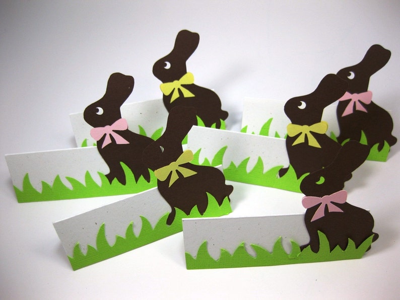 Chocolate Easter Bunny Place Cards, Spring Table Favors, Personalized Place Cards, Buffet Cards, Eco Friendly, Free Standing place cards image 10