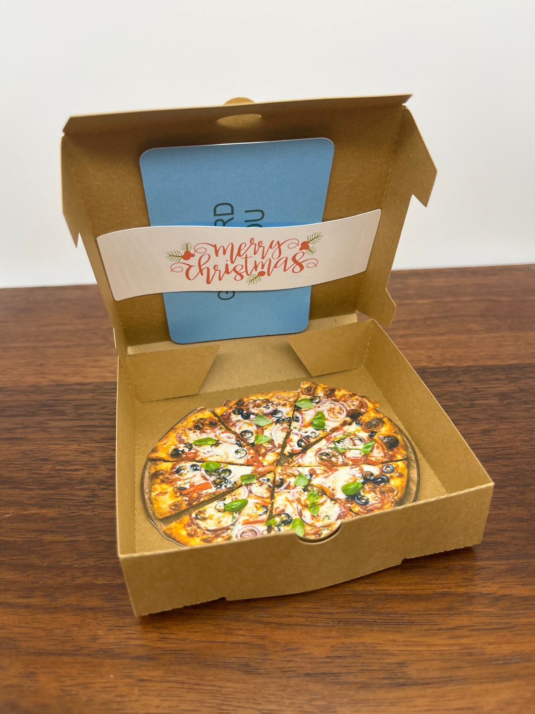Mini Pizza Box Gift Card Holder, Customizable for Birthday Dough, Great
