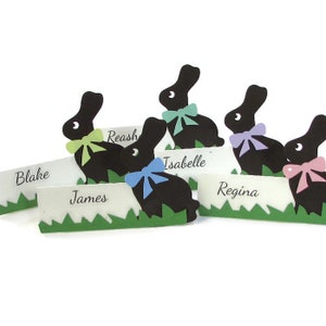 Chocolate Easter Bunny Place Cards, Spring Table Favors, Personalized Place Cards, Buffet Cards, Eco Friendly, Free Standing place cards image 8