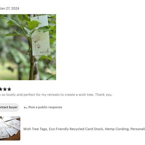 Wish Tree Tags, Eco Friendly Recycled Card Stock, Hemp Cording, Personalized Wish Cards image 3