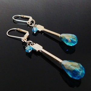 New HANDMADE Nintendo Legend of Zelda Link Aquamarine ICE ARROW Crystal Earrings