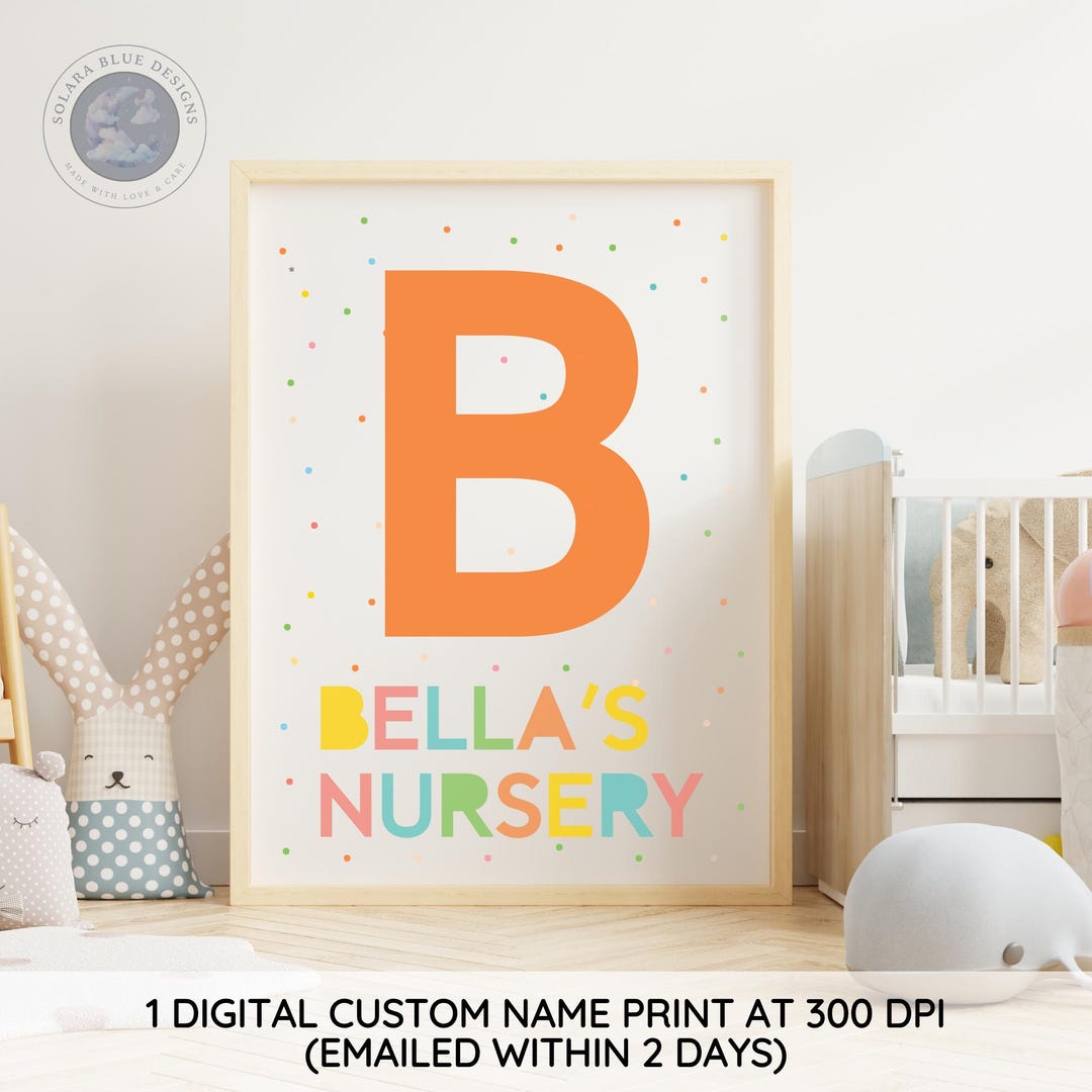 Xylee Custom Girl's Name Nursery Art: Vibrant Pastel Letter Print (digital ...