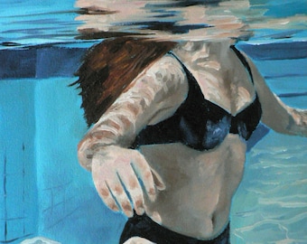 suspended underwater swimmer giclee art print