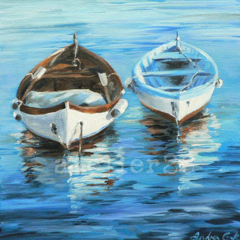 giclee art print of 2 rowboats image 1