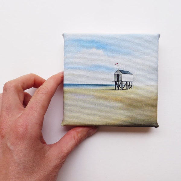 beach hut on stilts at the beach mini canvas print