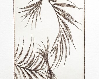 original etching of palm leaves