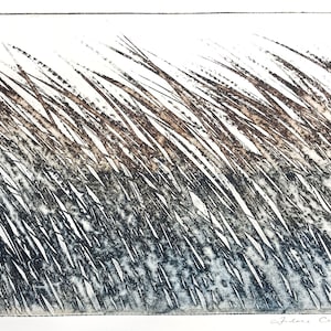 with mat original etching and aquatint of a rowboat