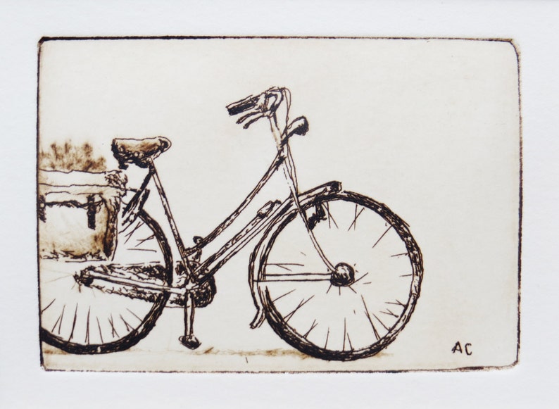 original etching of a bicycle image 1