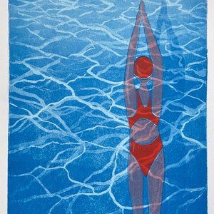 Limited edition Riso print of a swimmer (A3)