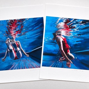 underwater swimmer giclee art print image 3