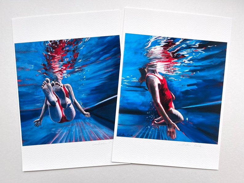 underwater swimmer giclee art print image 3