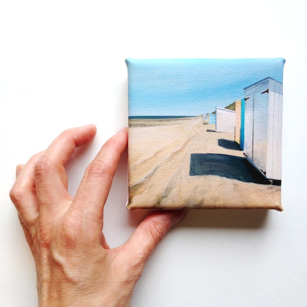 beach huts at the beach mini canvas print