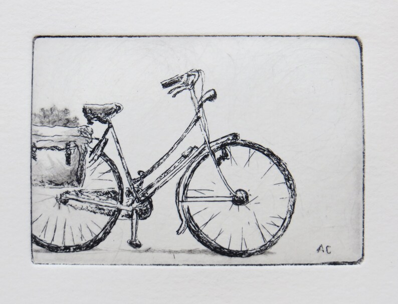 original etching of a bicycle image 5