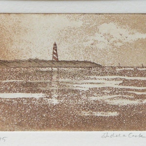 original etching with aquatint of a lighthouse