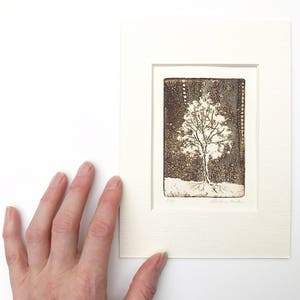 original etching of a tree