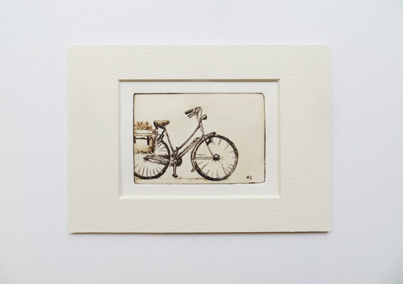 original etching of a bicycle image 2