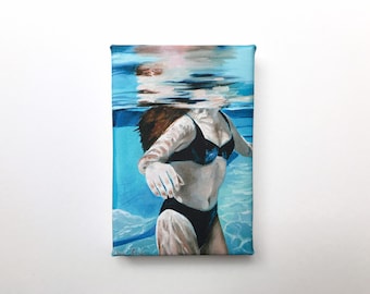 Swimmer underwater, mini canvas art print