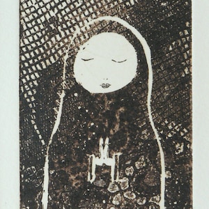 original etching - in meditation and prayer