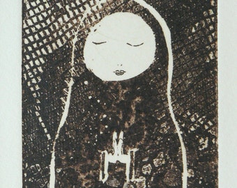 original etching - in meditation and prayer