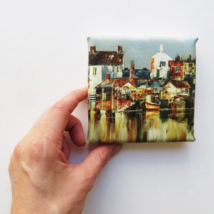 kleurrijke havenstad mini canvas print afbeelding 3