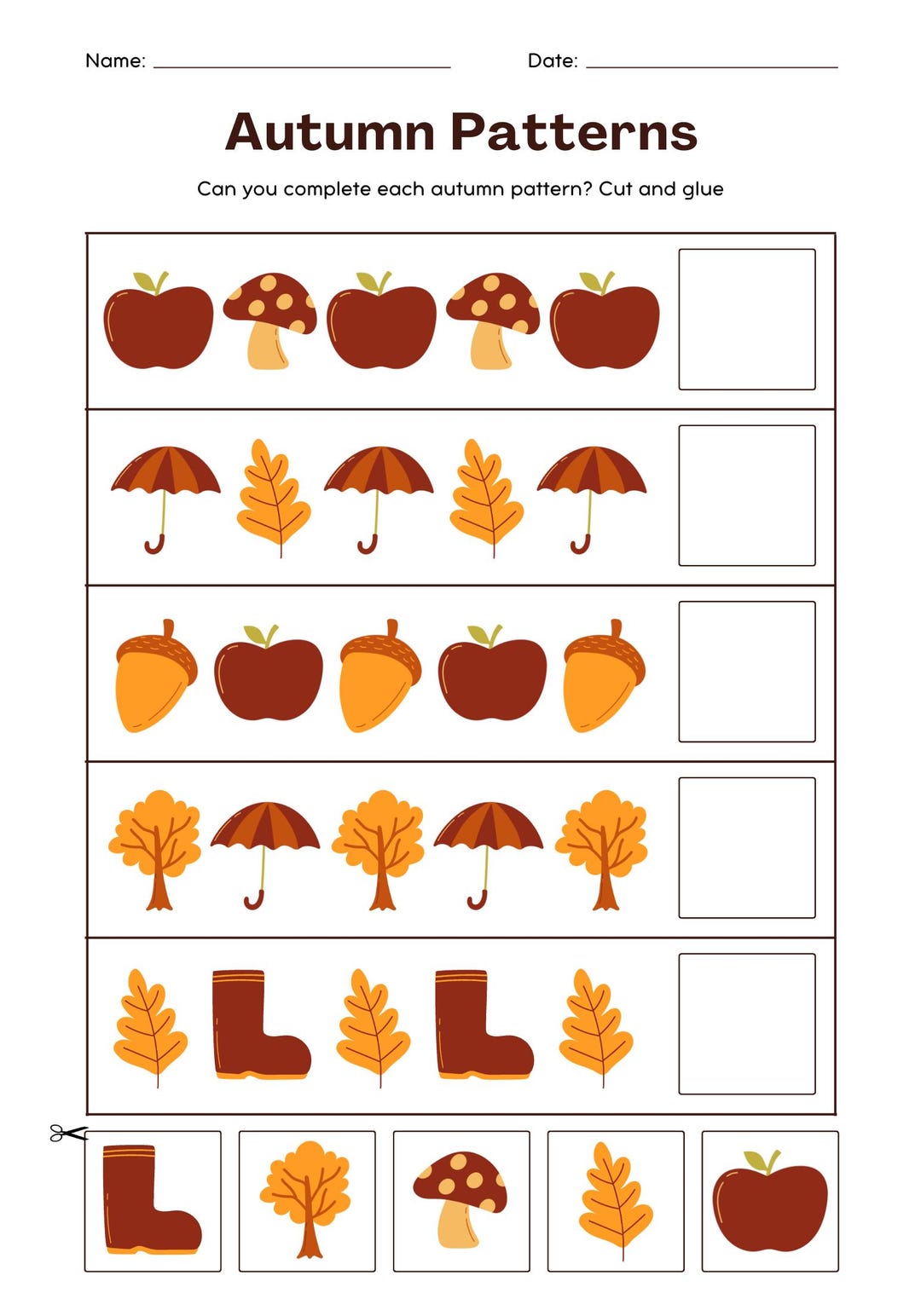 Fall Printable Class Work Fall Worksheets for School. - Etsy