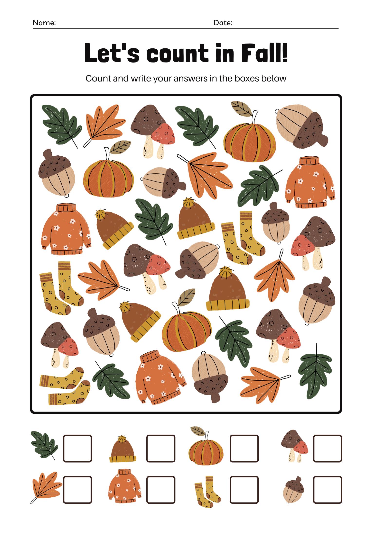 Fall Worksheets for School. - Etsy