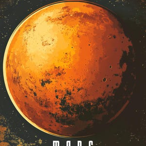 Vintage Mars Poster | Retro Space Art Print | Canvas Wall Decor for Home & Office | Astronomy Lover Gift