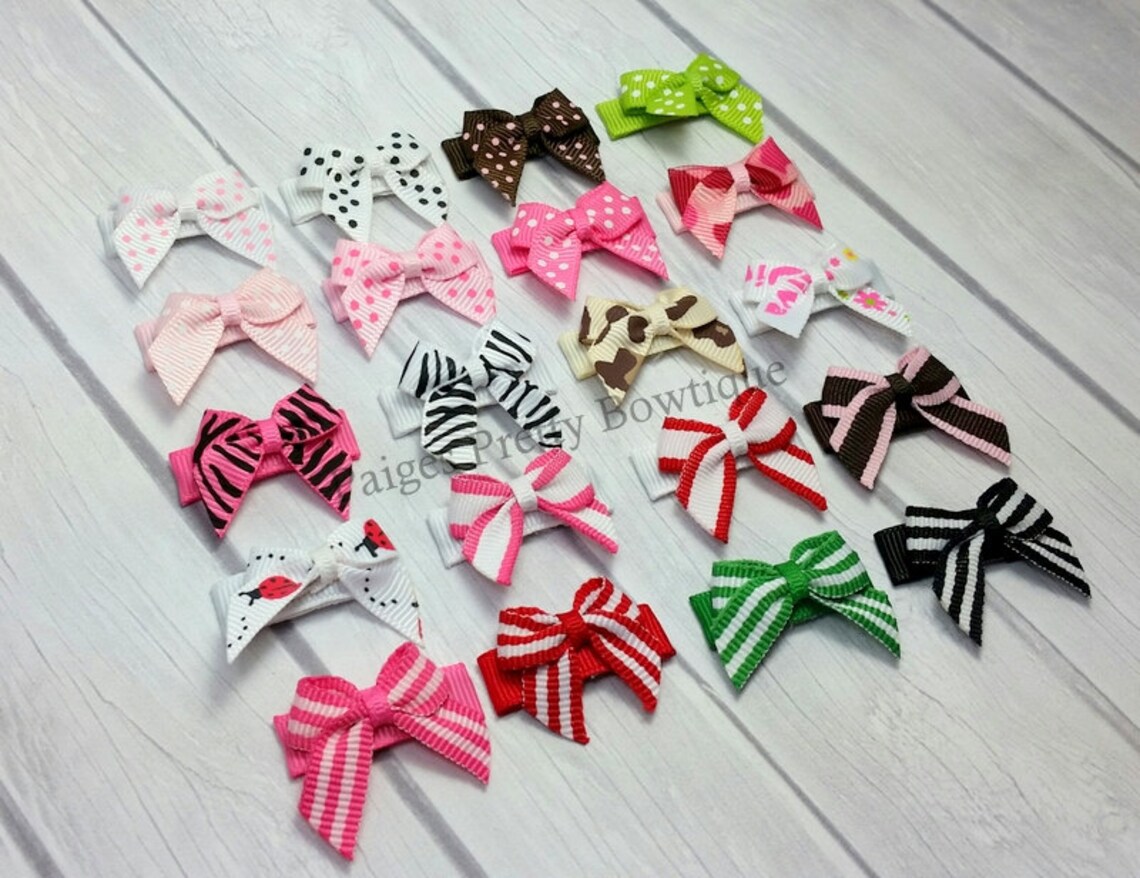 6 Itty Bitty Bow Snap ClipsBaby BowToddler BowFine Hair Etsy