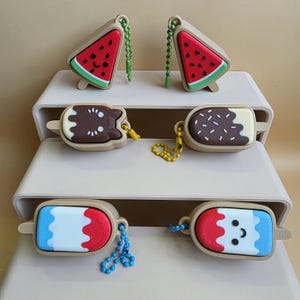 Fidget Clicker Popscicle Keychain, Cute 3D PLA Bag Charm, Kawaii Food Drink Jewelry keychain Summer fun