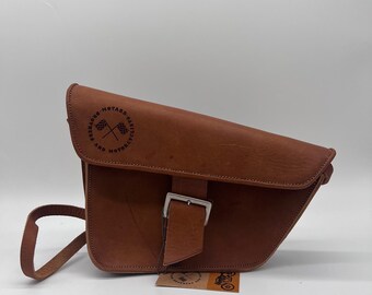 Handmade Argentine Leather Motorcycle Saddlebag: Vintage Black Cowhide