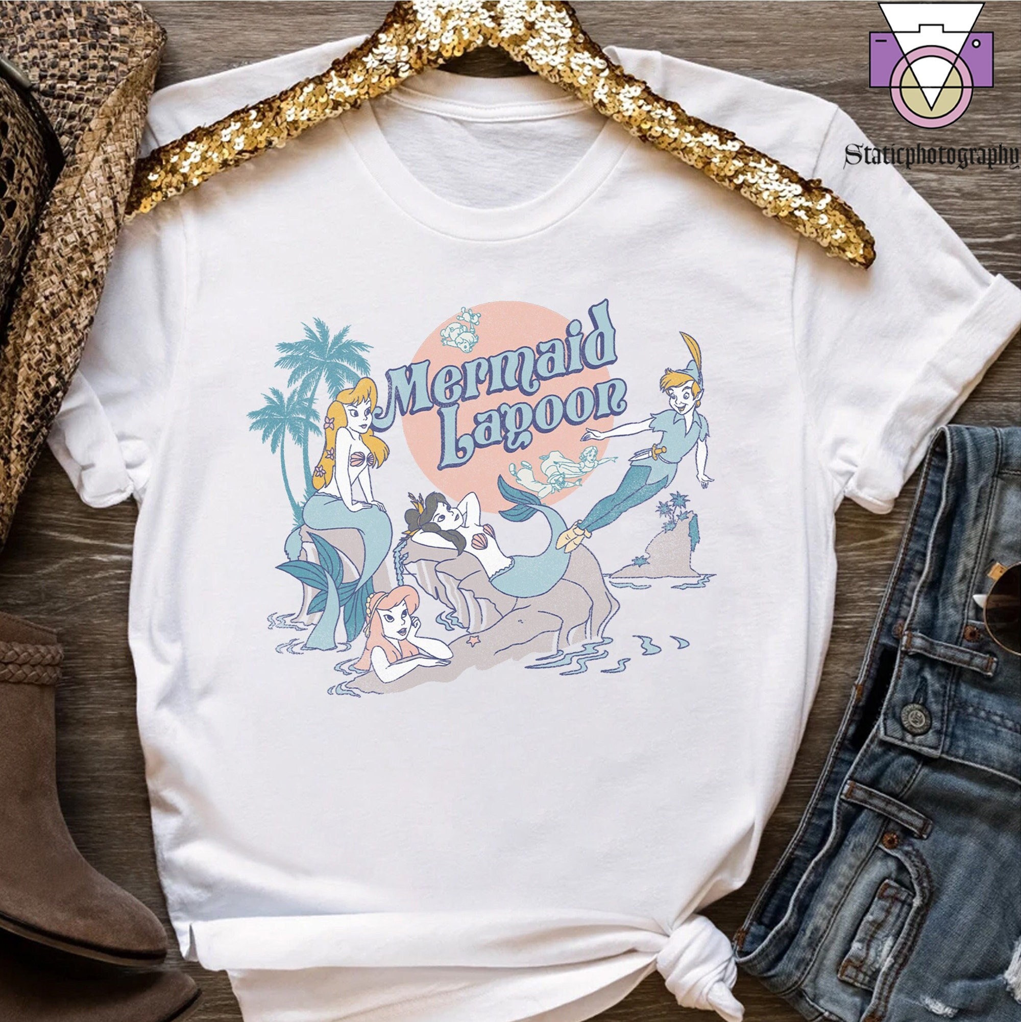 Discover Vintage Retro Disney Peter Pan Mermaid Lagoon Group Shot Shirt