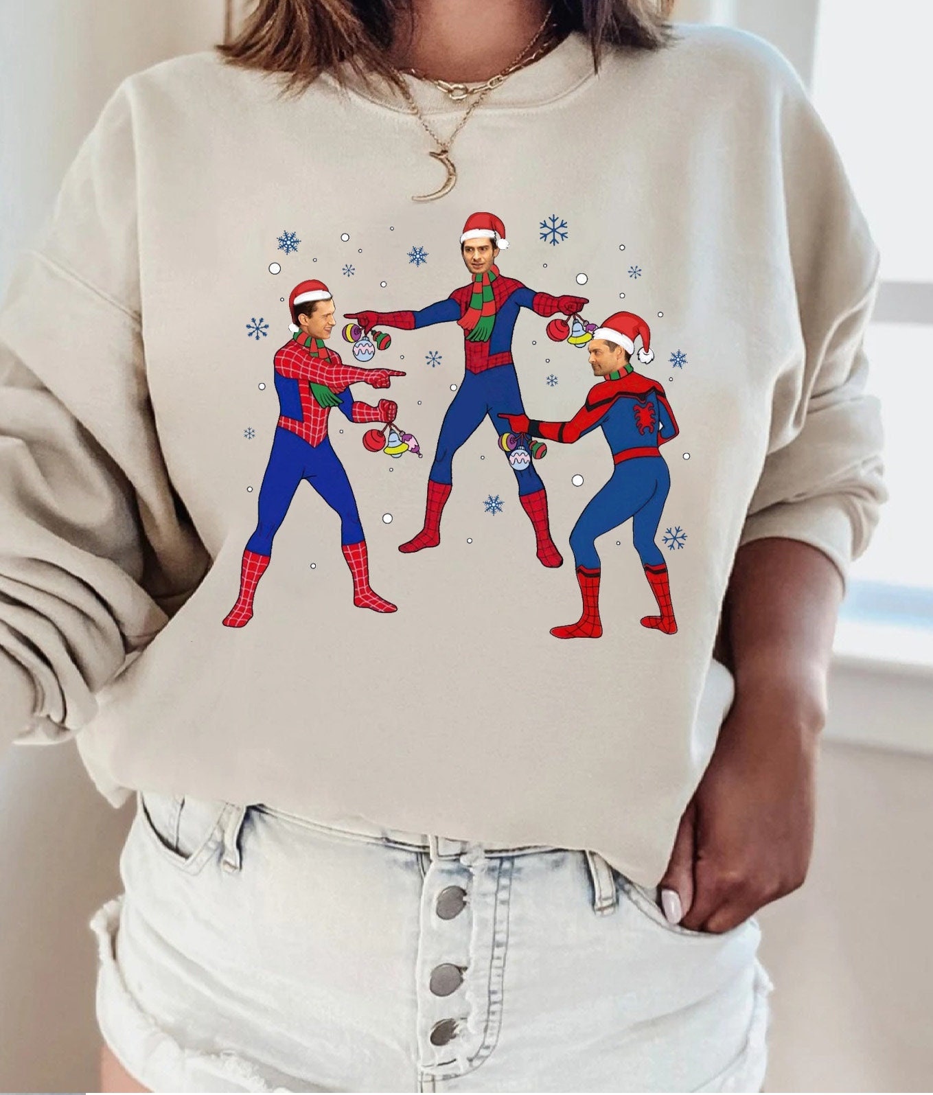 Discover Spiderman Christmas Sweatshirt, Multiverse Spiderman Sweatshirt, 3 Spiderman Meme Sweatshirt