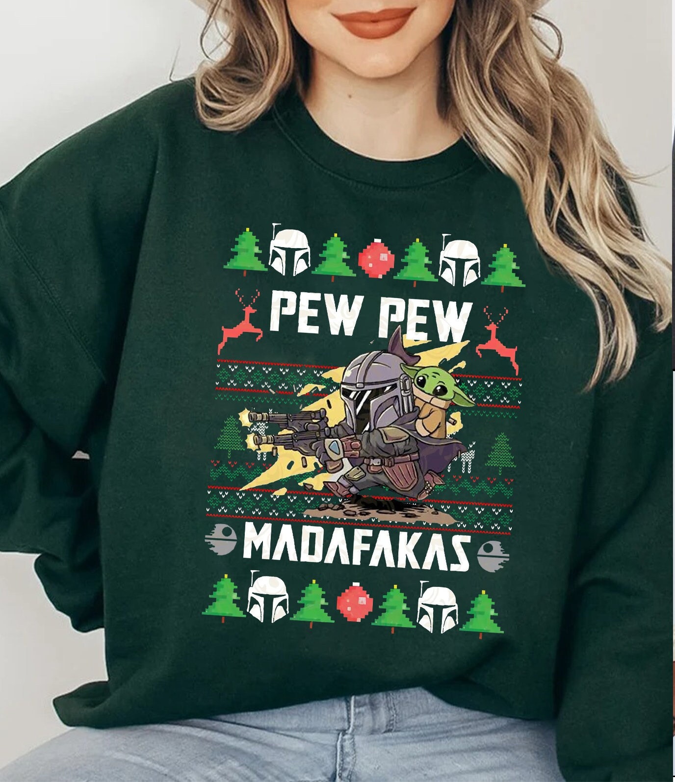 Discover Pew Pew Madafakas Sweatshirt, Star Wars Christmas Sweatshirt, Disney Ugly Matching Sweatshirt