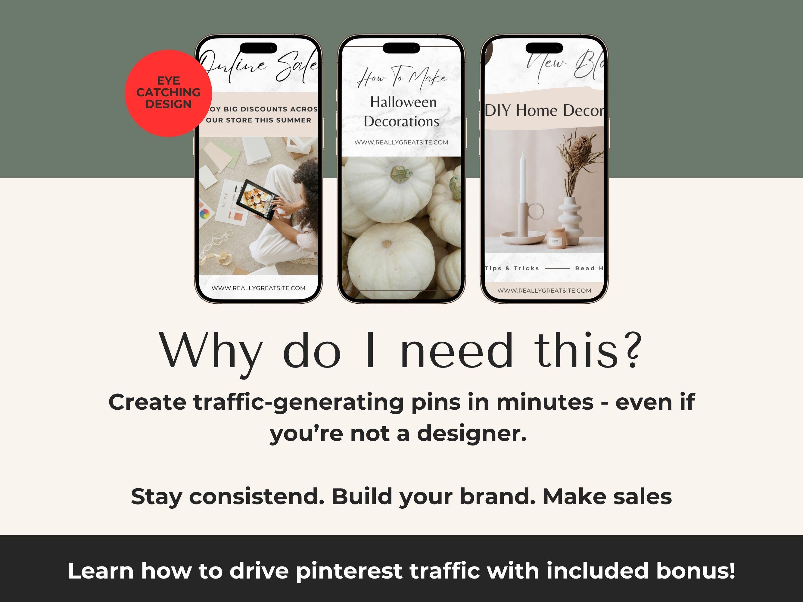 60 Neutral Pinterest Canva Template, Editable Beige Aesthetic Pin Bundle for Bloggers & Coaches, PLR MRR Templates to Resell - Thumbnail 5