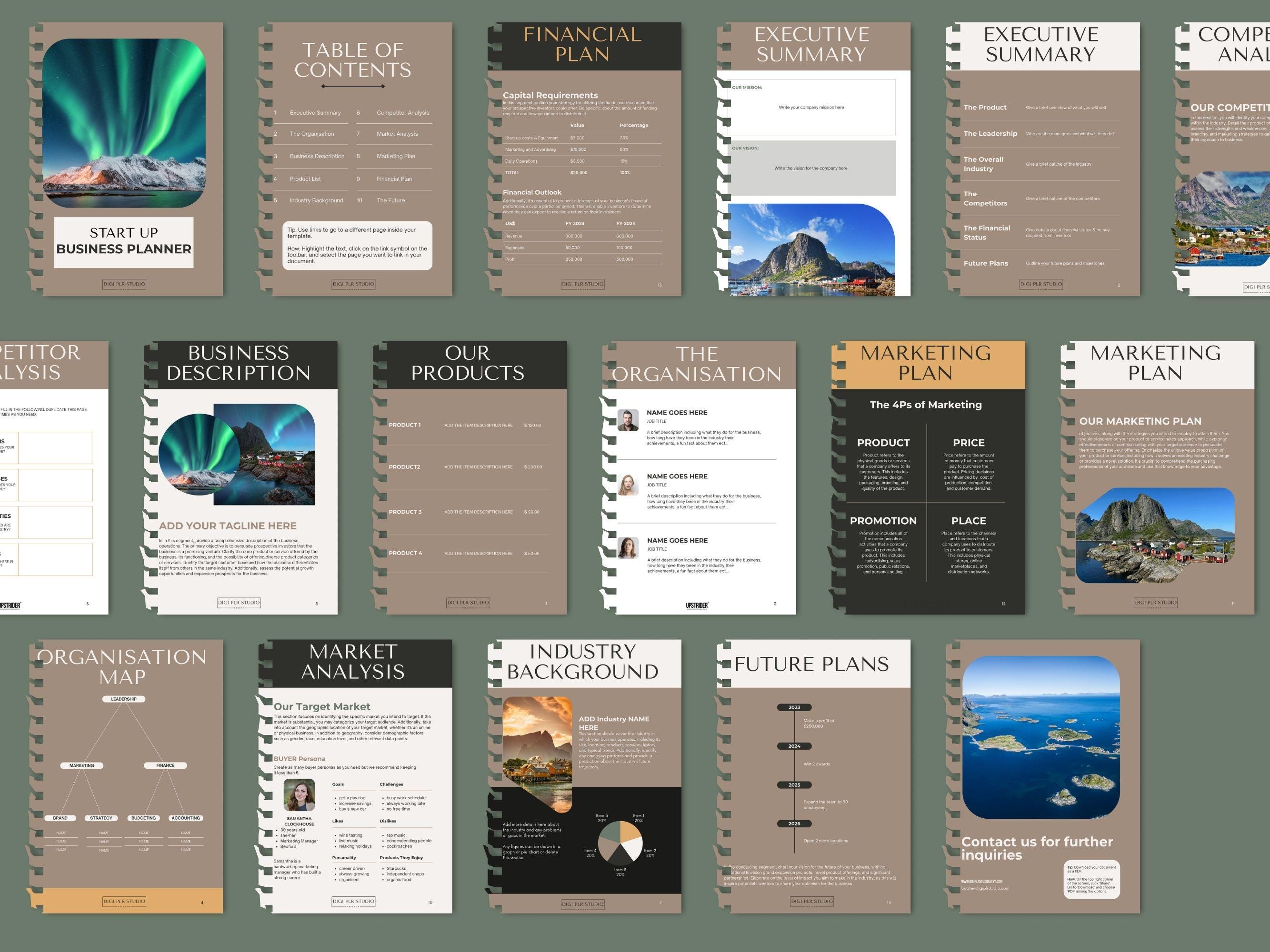 Canva Business Planner Template for Entrerpreneurs With MRR and PLR Resell Rights, Editable Business Planner Canva Template, Exclusive bonus - Thumbnail 7
