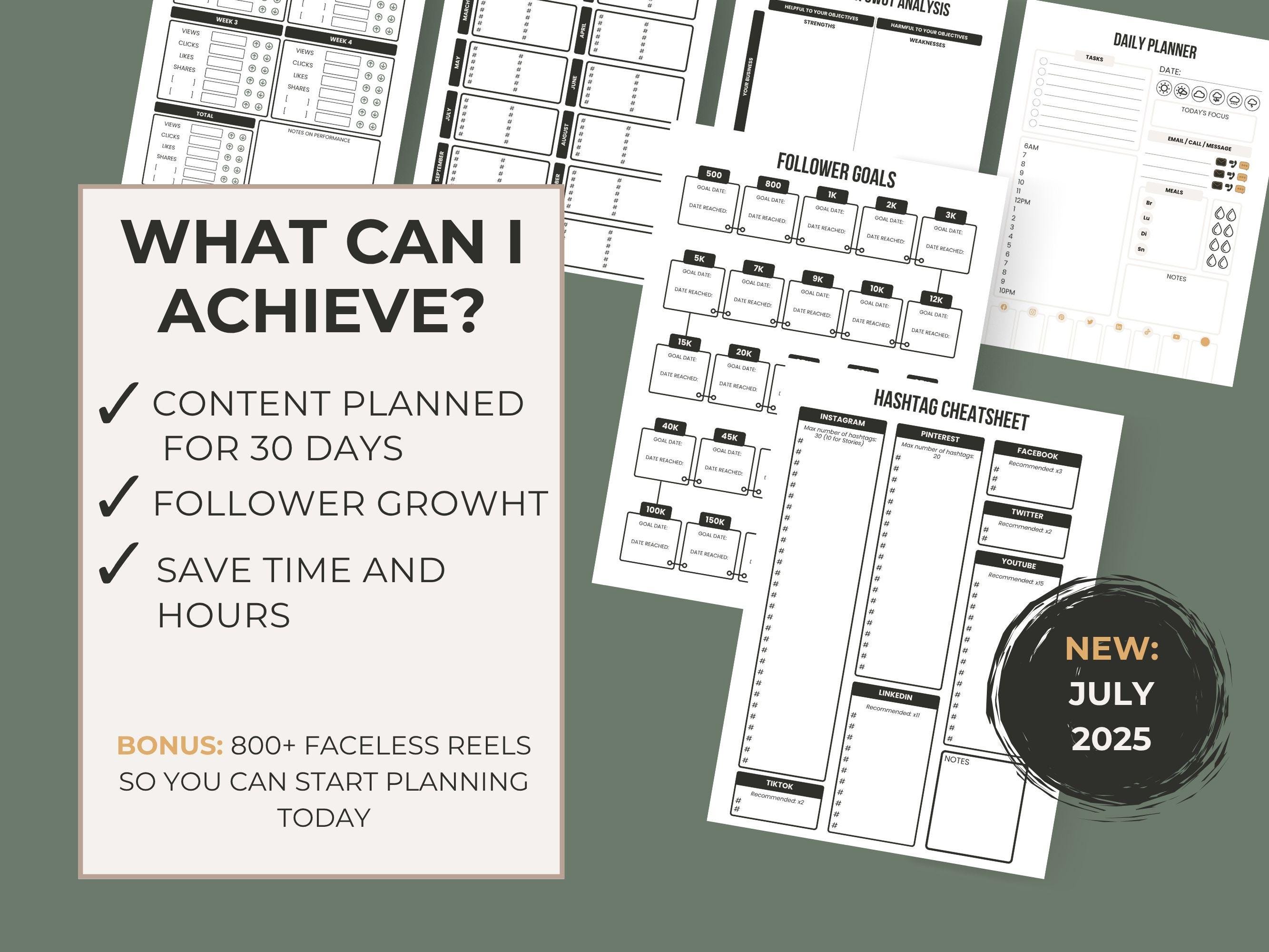 The Ultimate Social Media Planner, 55-page Canva & PDF Content Calendar with PLR and MRR Rights to Sell or Use Personally - Thumbnail 5