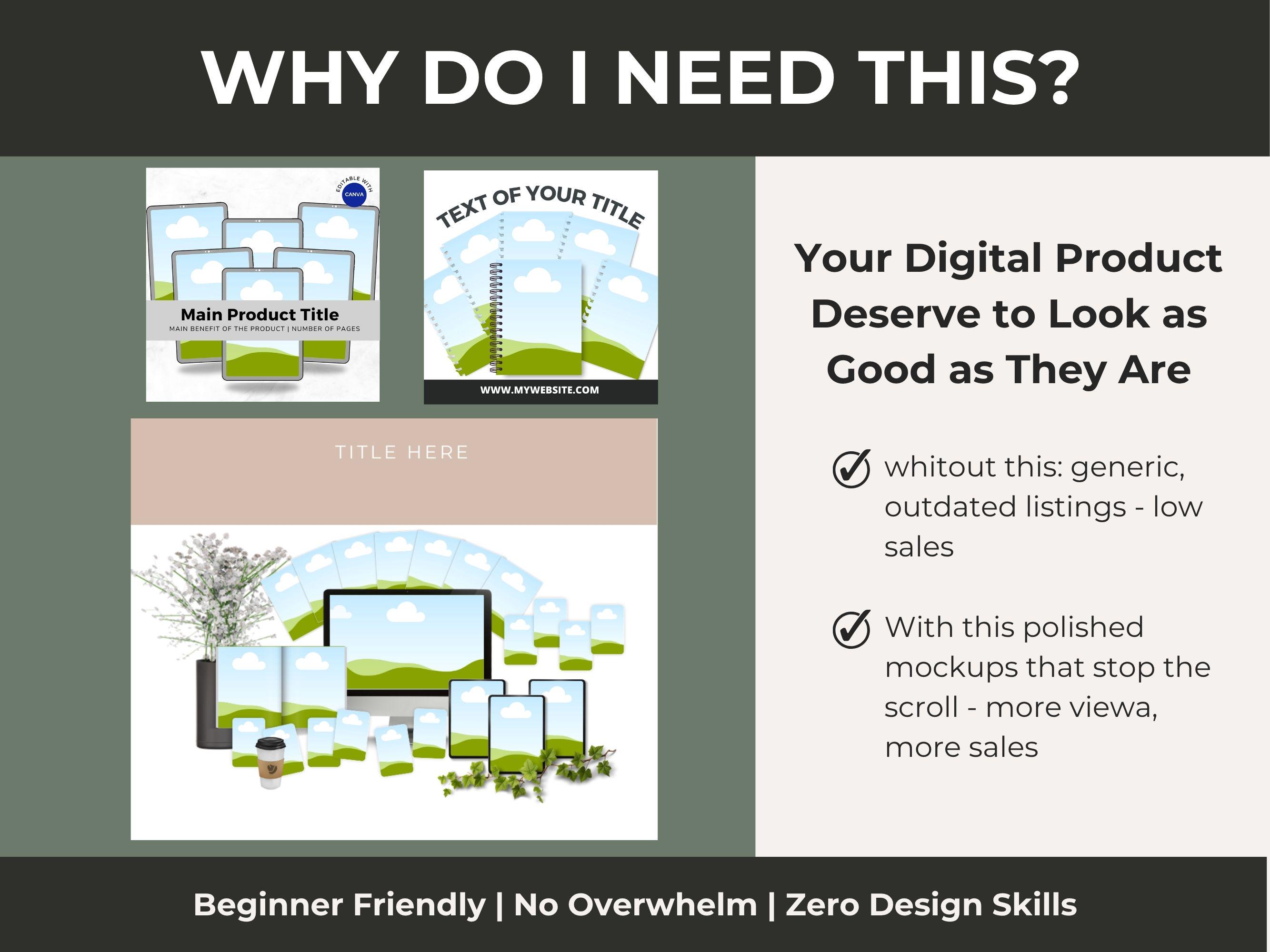 444+ High Converting Canva Templates for Etsy Listings with MRR and PLR, Editable Etsy Mockups, Canva Digital Product Mockup Bundle - Thumbnail 5
