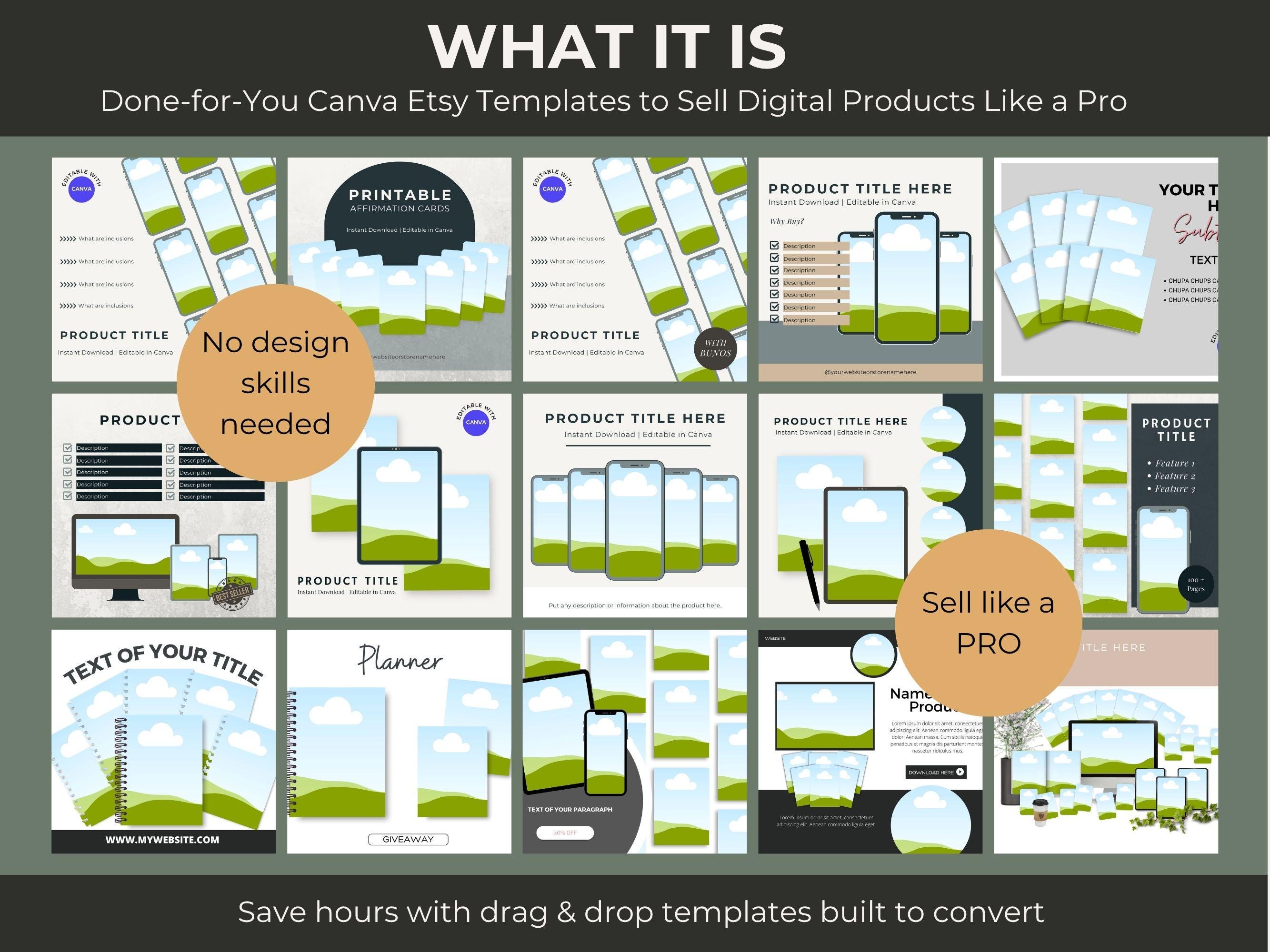 444+ High Converting Canva Templates for Etsy Listings with MRR and PLR, Editable Etsy Mockups, Canva Digital Product Mockup Bundle - Thumbnail 3