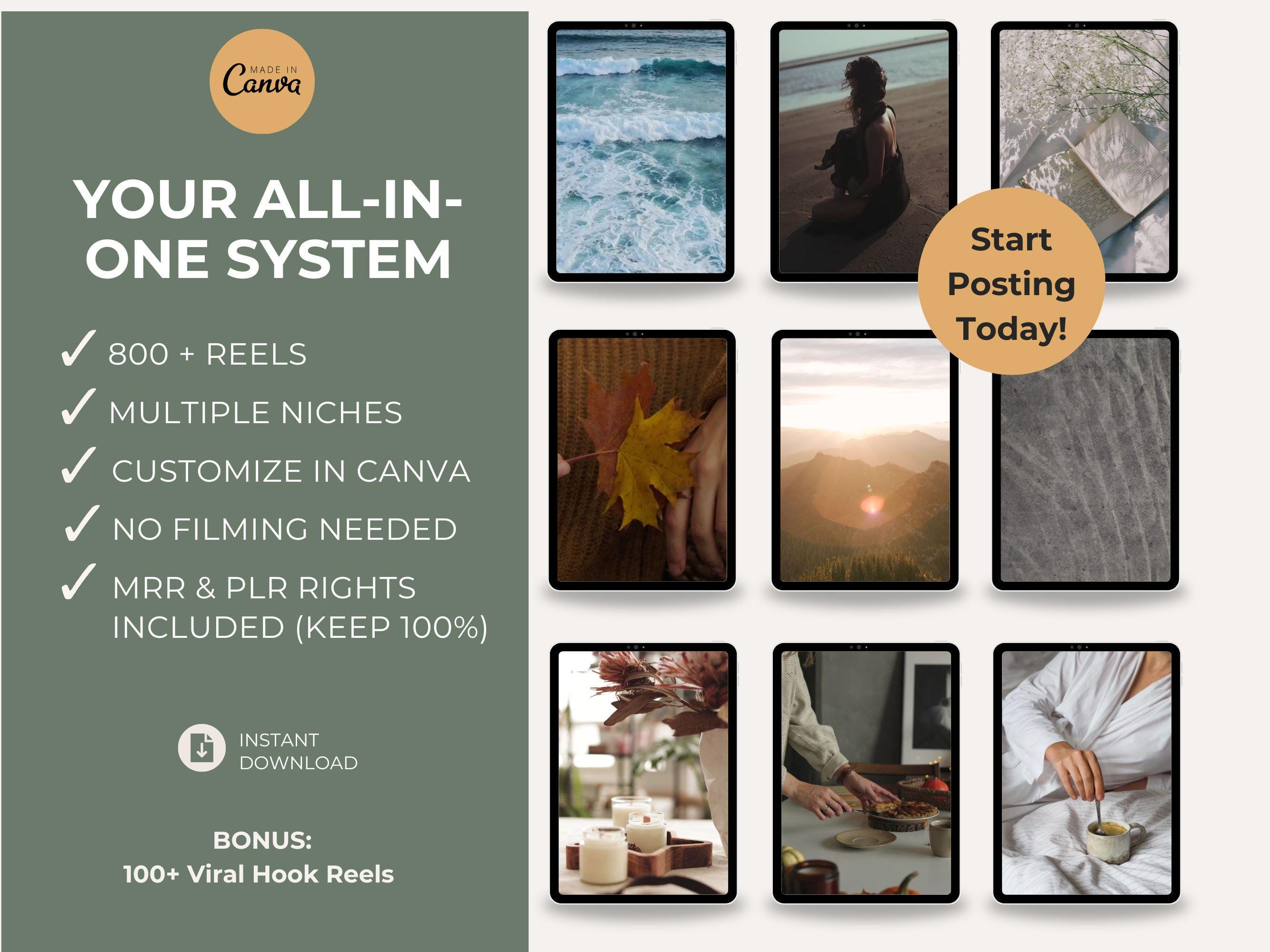 Faceless Reels Canva Templates Bundle | 800+ Editable Viral Video Reels for Instagram & TikTok | PLR MRR Content to Resell - Thumbnail 4