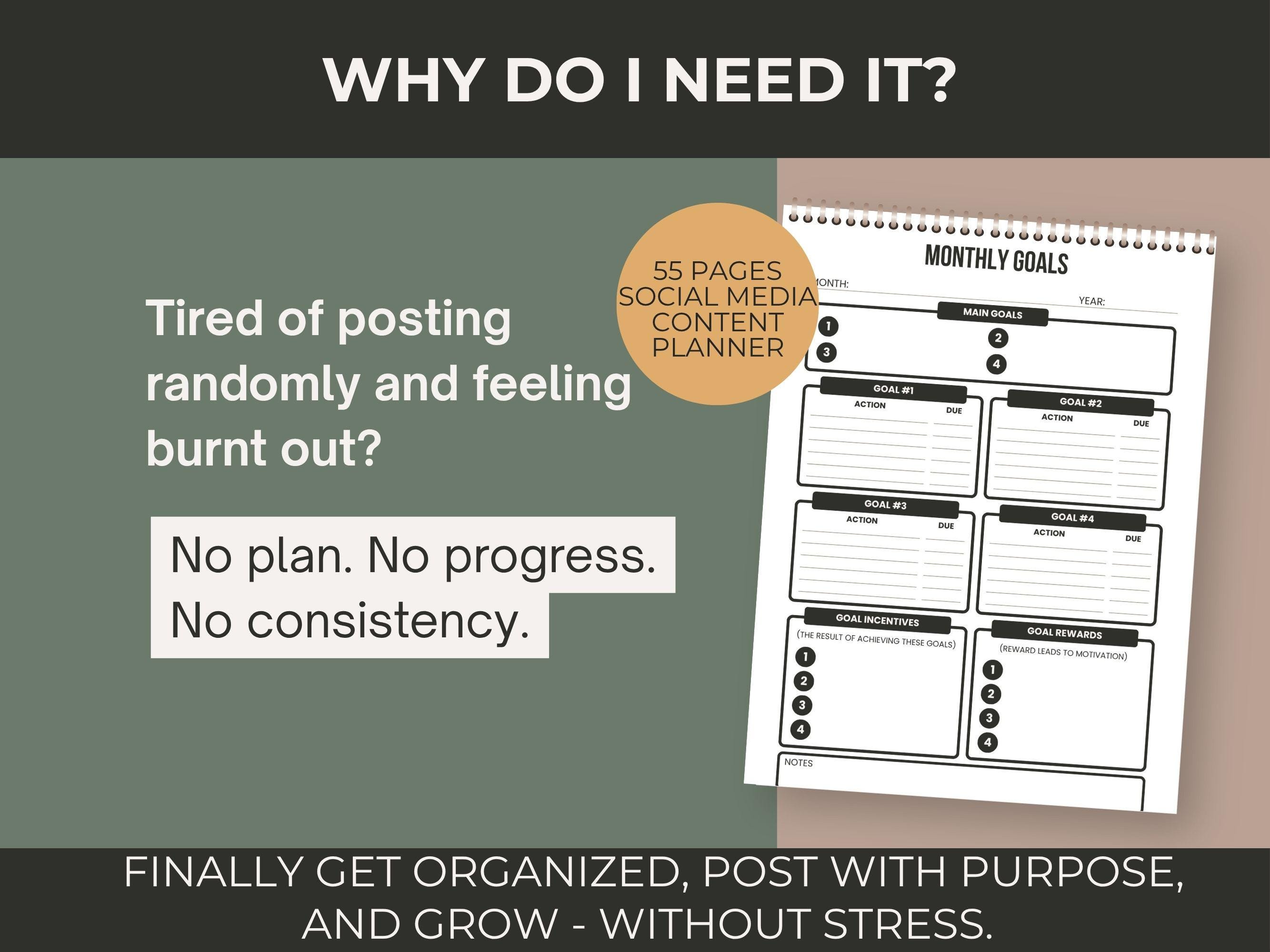 The Ultimate Social Media Planner, 55-page Canva & PDF Content Calendar with PLR and MRR Rights to Sell or Use Personally - Thumbnail 4