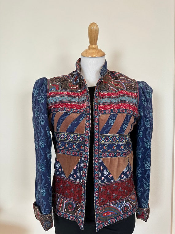 Quilted patchwork jacket blazer Vicki Lynn Bardon… - image 10