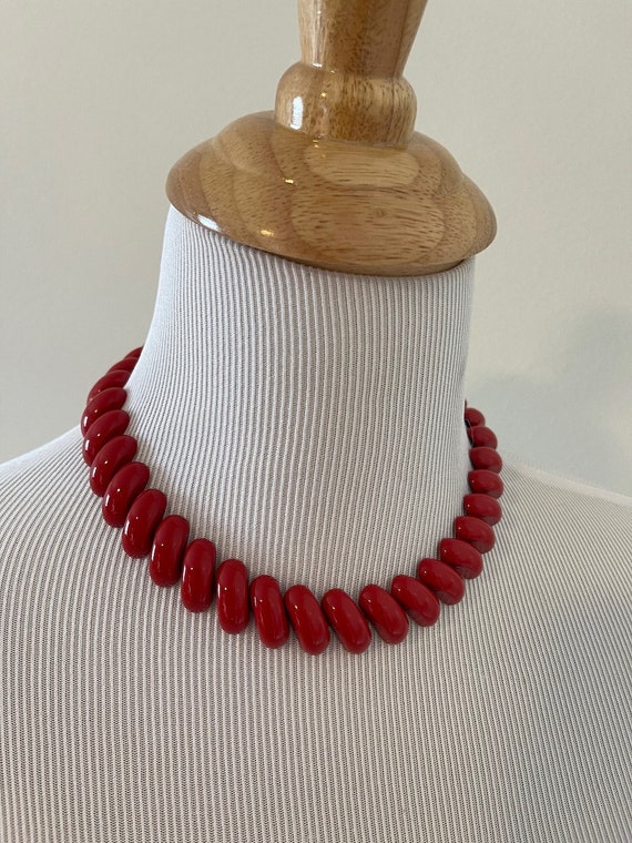 Napier Red Enamel Collar Choker by Napier 1980s St