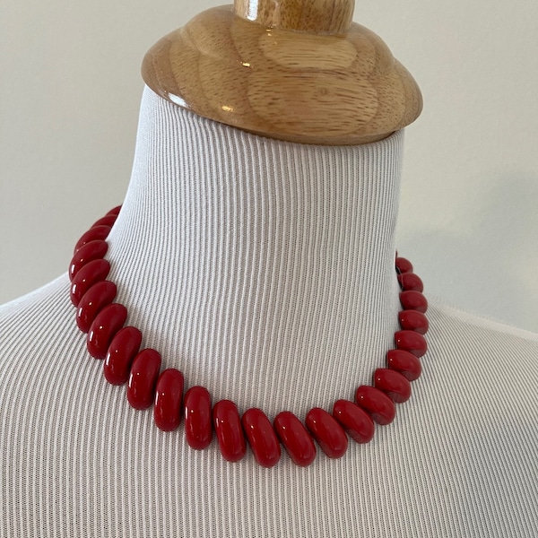 Napier Red Enamel Collar Choker by Napier 1980s Style