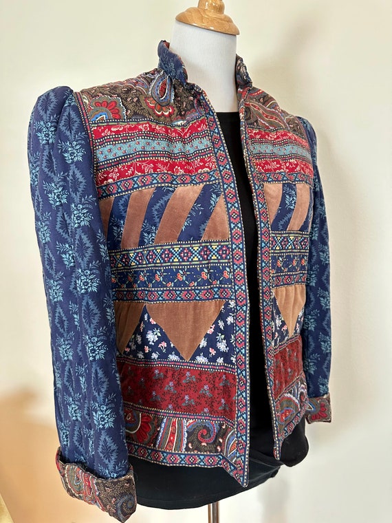 Quilted patchwork jacket blazer Vicki Lynn Bardon… - image 3