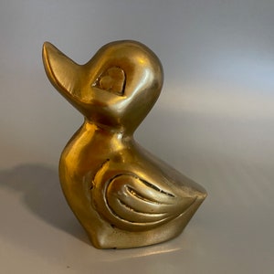 Vintage 1970er Jahre Messing Enten Figur: Taiwan Decor Enten Vogel Bücherregal