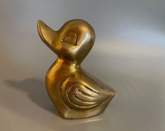 Adorable Brass duckling 1970s brass decor Made in Taiwan Brass figurine