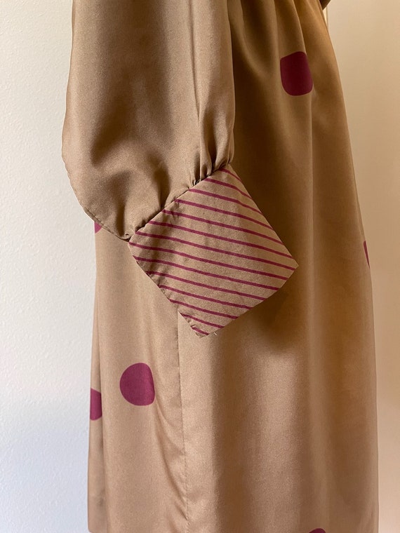 Vintage New Wave midi Dress stripes dots dolman s… - image 9
