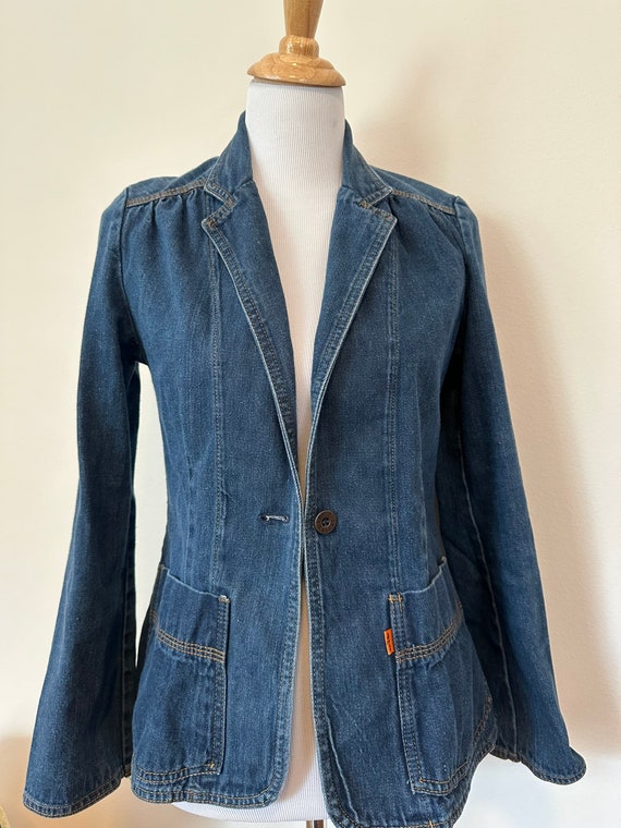 Vtg Levi’s 80s 90s orange tag denim blazer women … - image 2