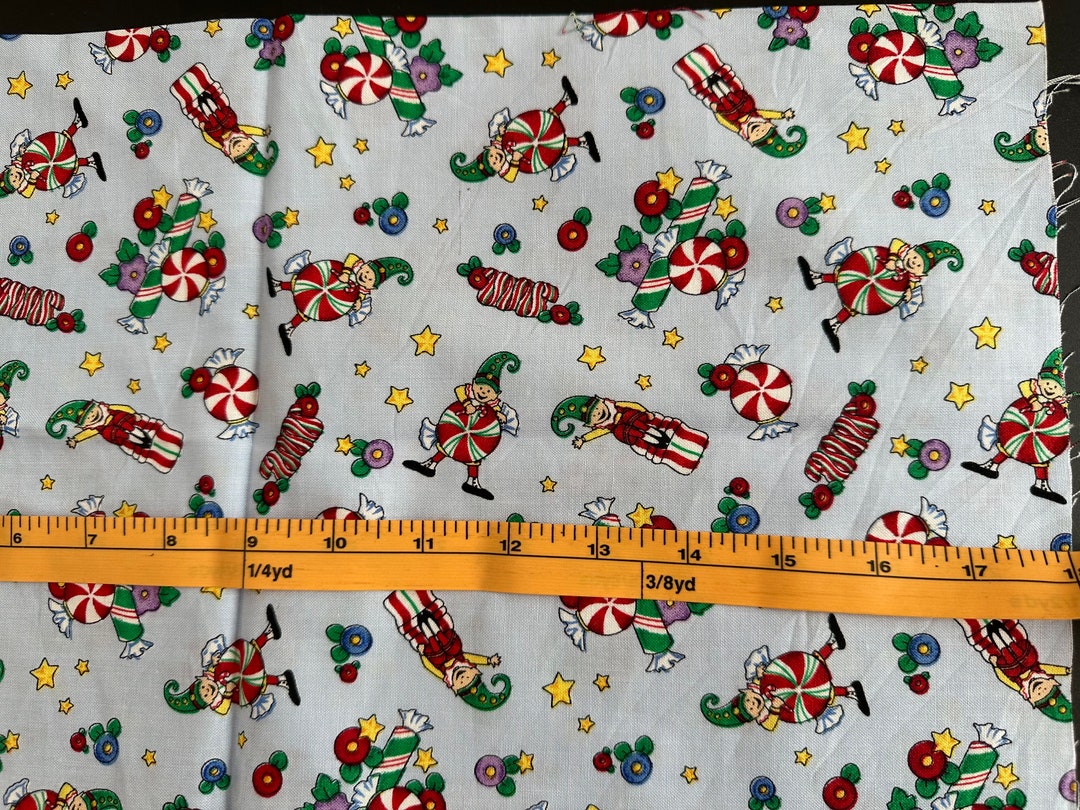 Mary Englebreit Quilting Cotton Christmas Candy Blue Cranston Quilting