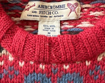 Abercrombie Fitch 90s Hand Knit Fair Isle Sweater Pullover All